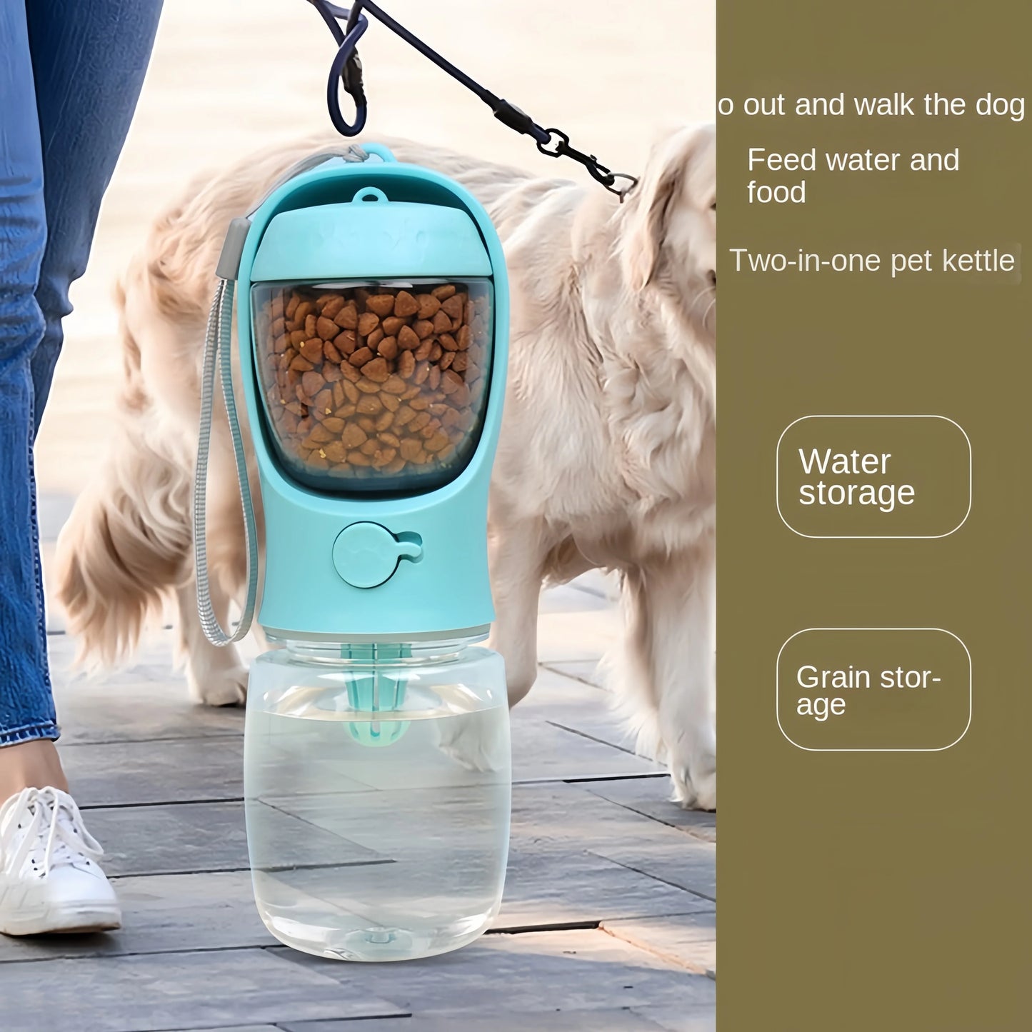 Portable Dog Cat Water Bottle With Storage Food and Water Container